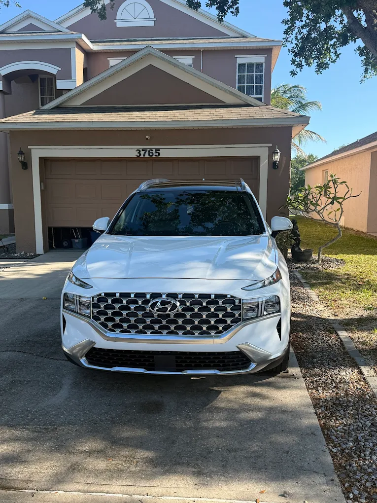 White Hyundai SUV residential detail